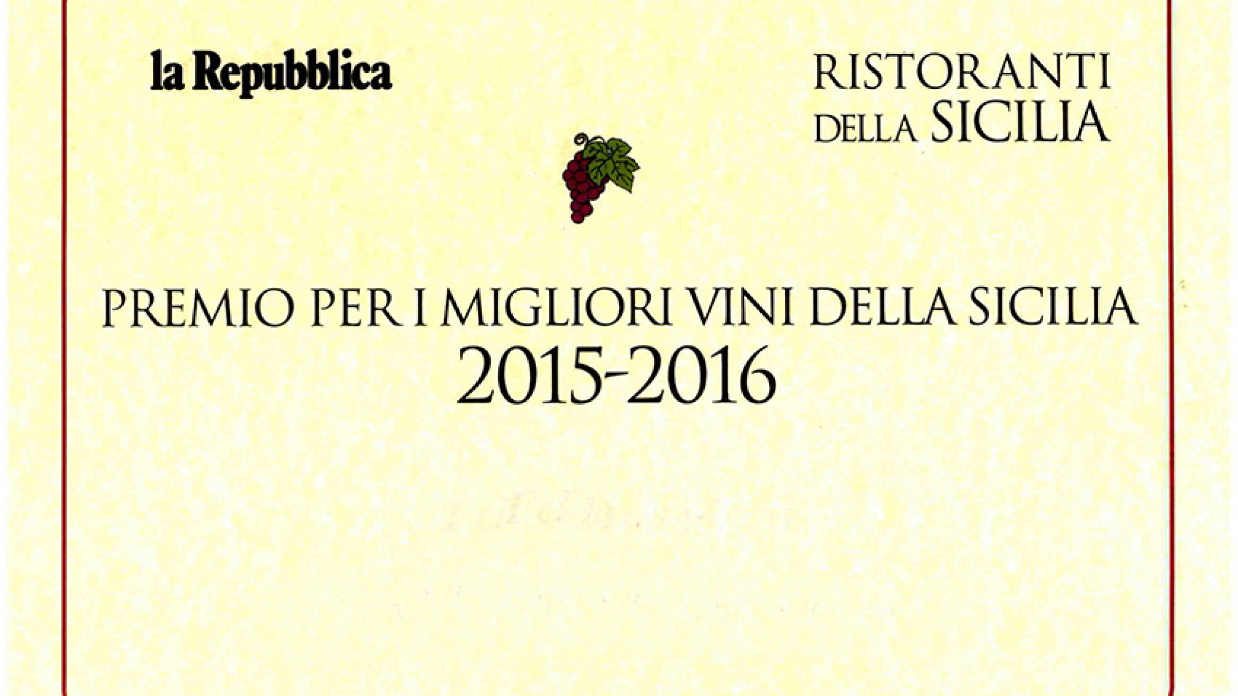 La Repubblica: Premio per i migliori Vini della Sicilia 2015-2016